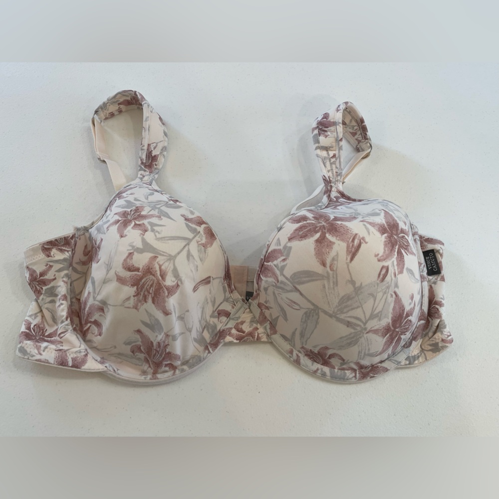 Vince Camuto Floral Bra 42D‎ pink Coquette Comfort Straps Flowers glam fairy